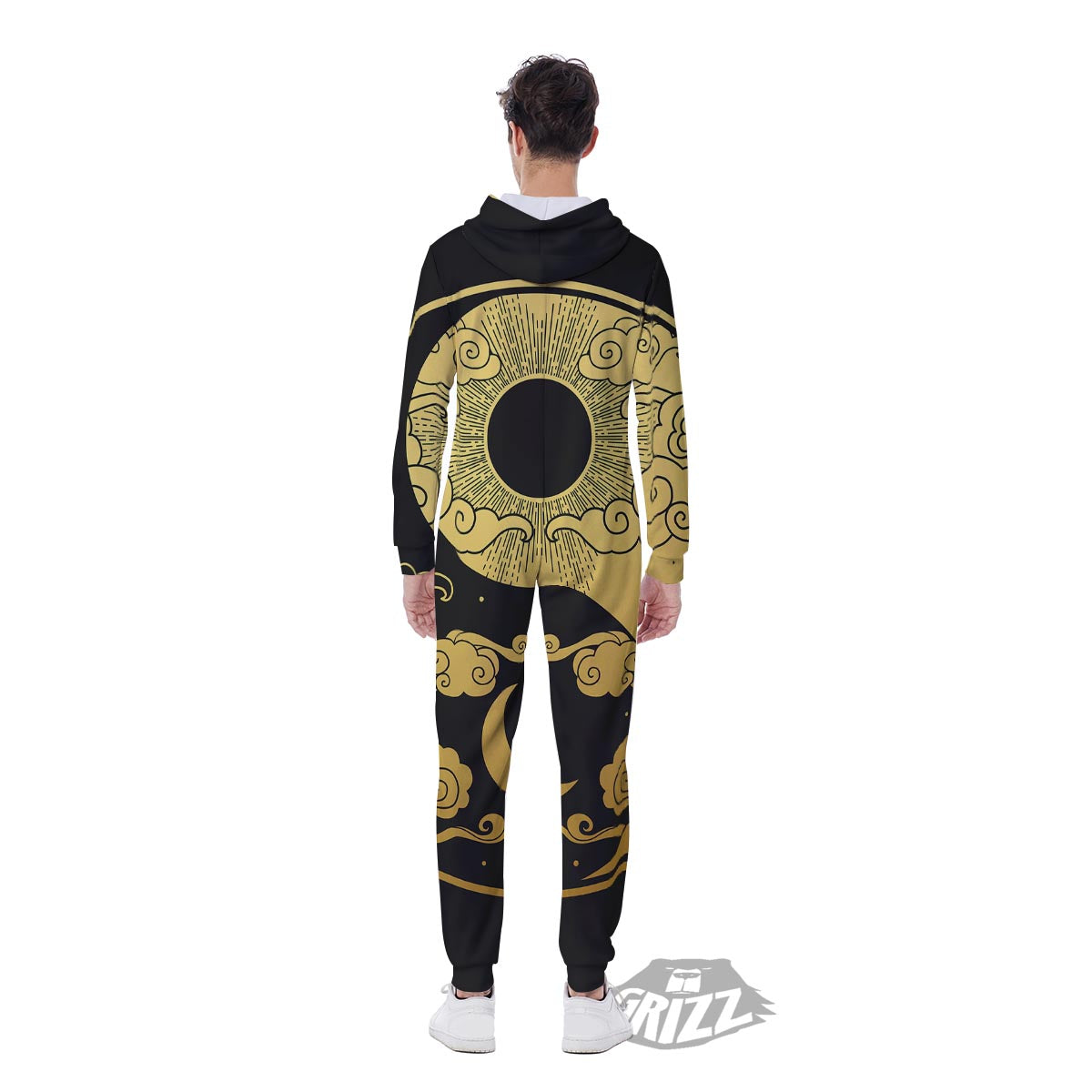 Yin Yang Moon And Sun Print Men's Jumpsuit-grizzshop