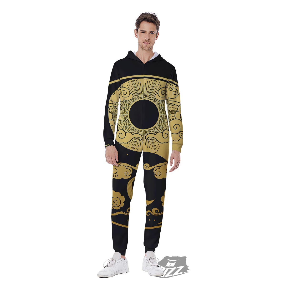 Yin Yang Moon And Sun Print Men's Jumpsuit-grizzshop