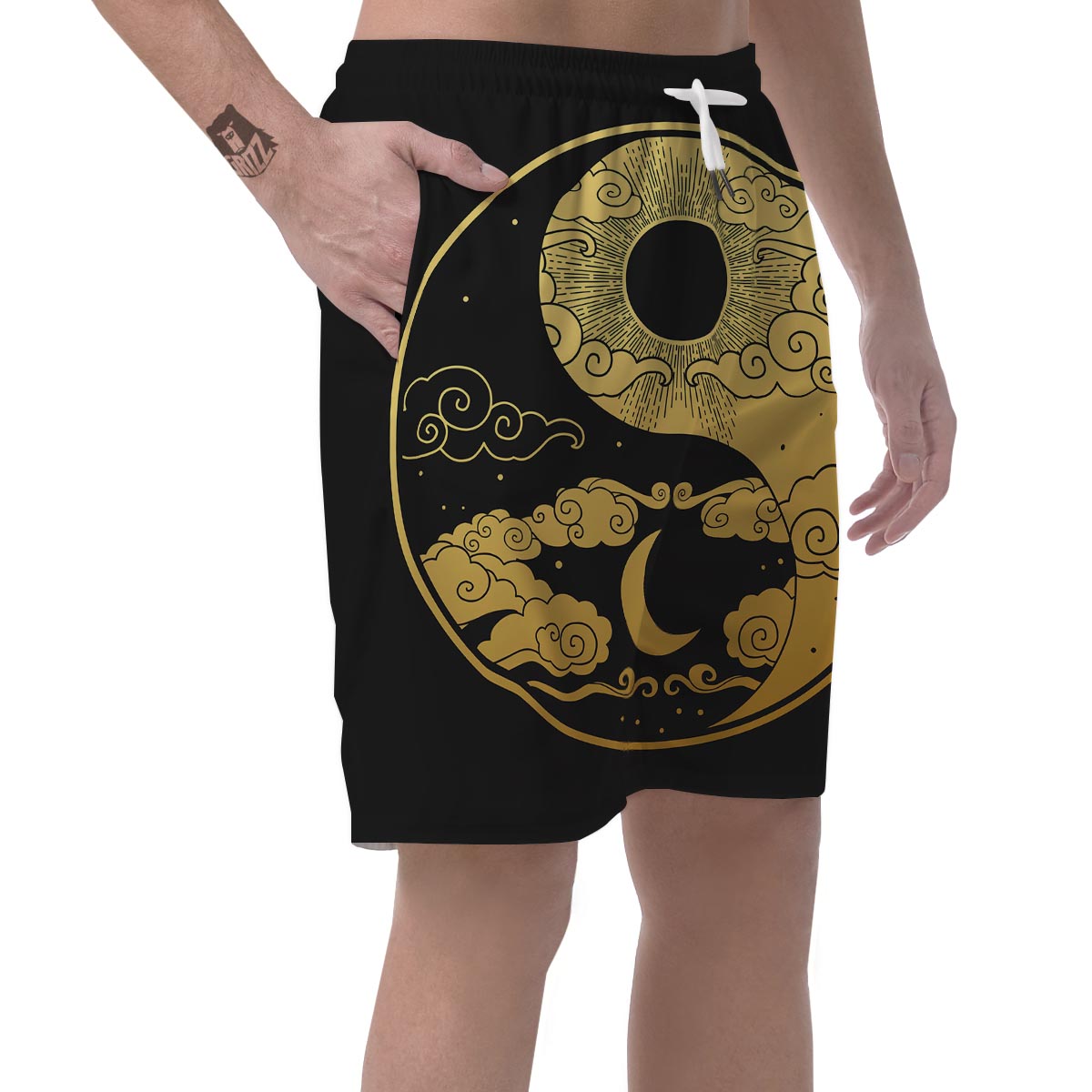 Yin Yang Moon And Sun Print Men's Shorts-grizzshop