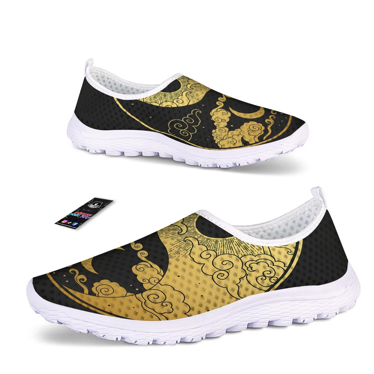 Yin Yang Moon And Sun Print Nurse Shoes-grizzshop