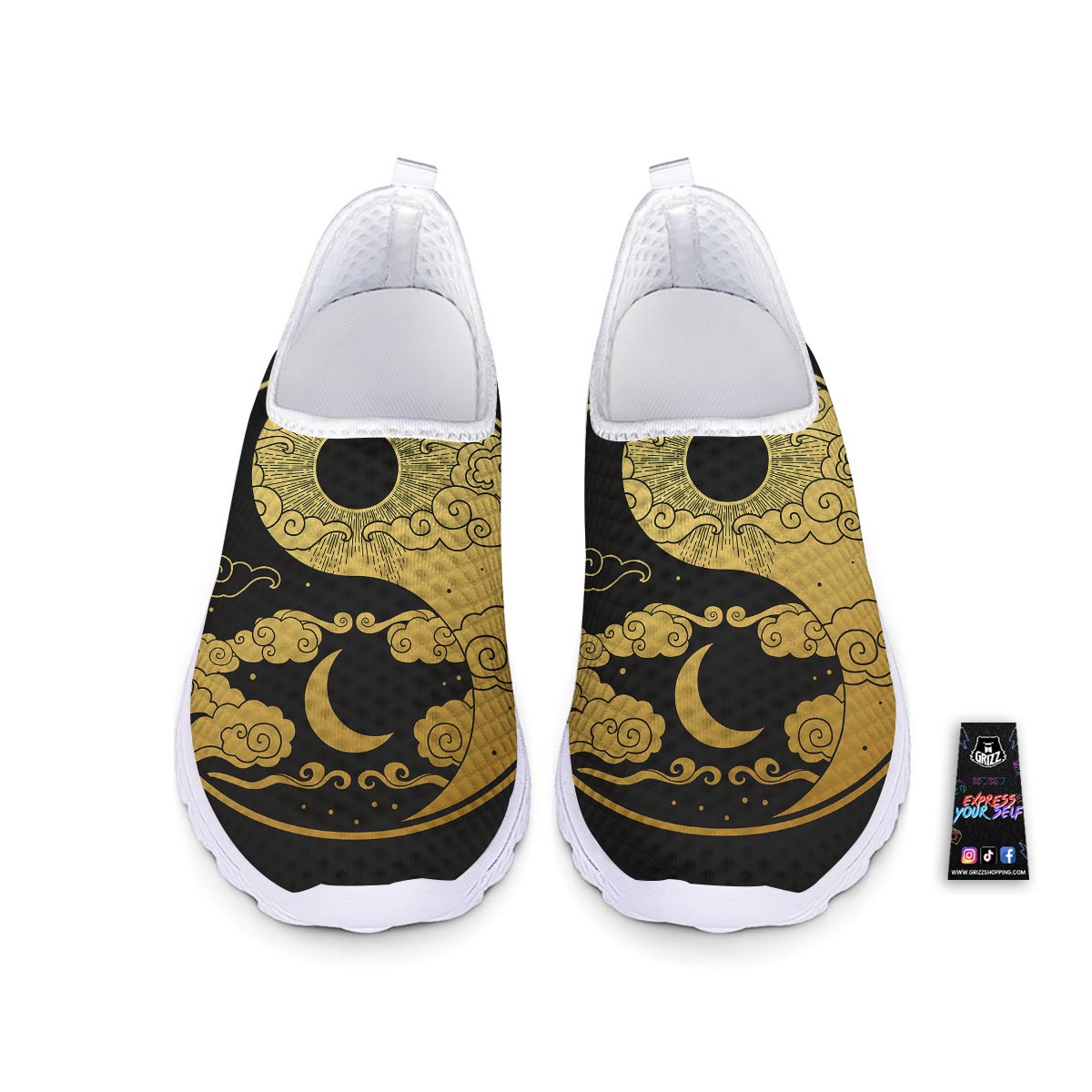 Yin Yang Moon And Sun Print Nurse Shoes-grizzshop