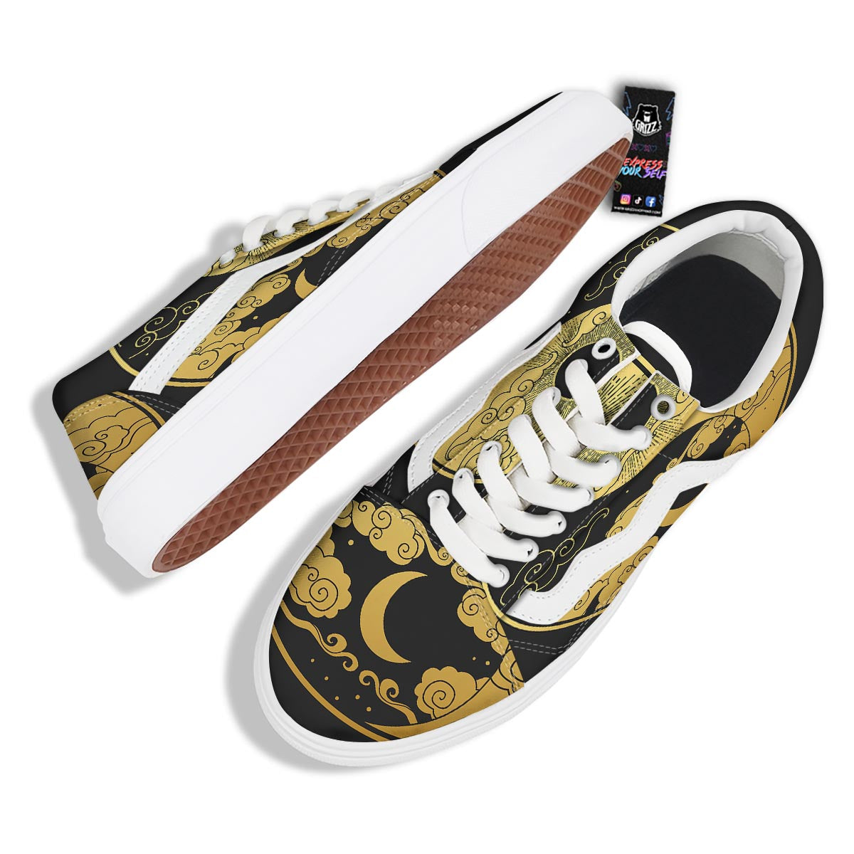 Yin Yang Moon And Sun Print Skate Shoes-grizzshop