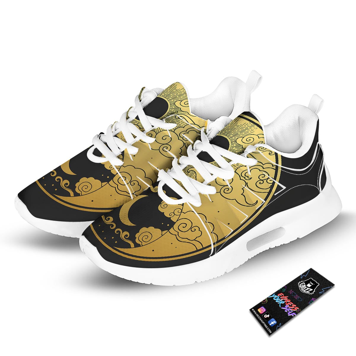 Yin Yang Moon And Sun Print Tennis Shoes-grizzshop