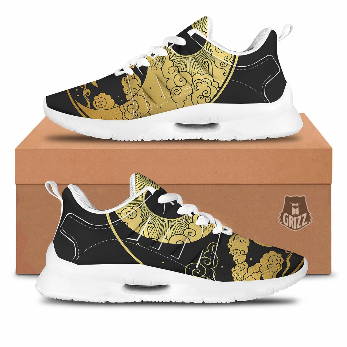 Yin Yang Moon And Sun Print Tennis Shoes-grizzshop