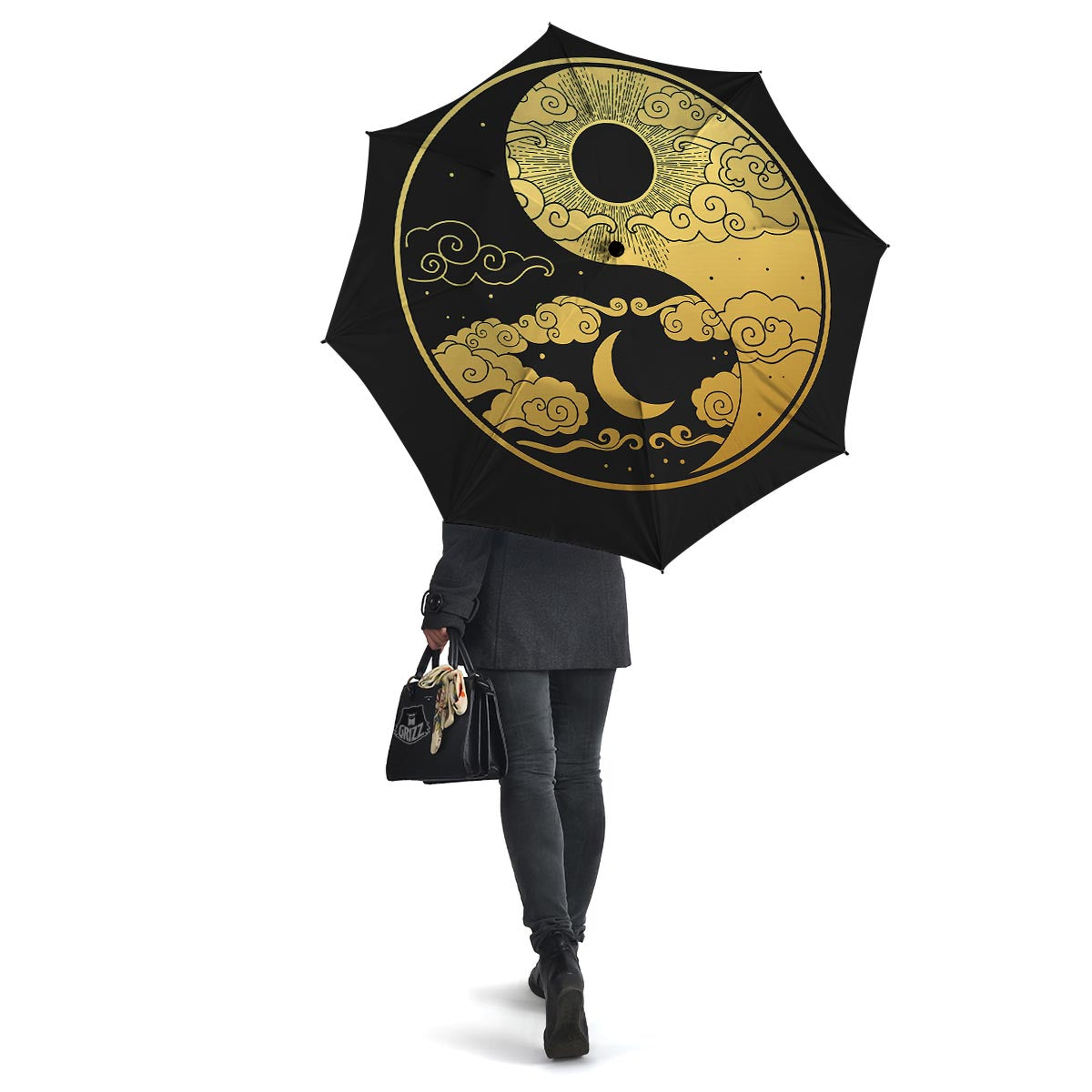 Yin Yang Moon And Sun Print Umbrella-grizzshop