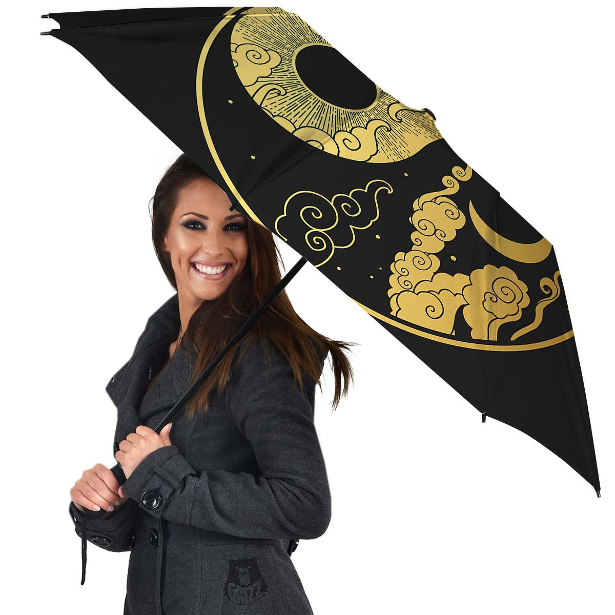 Yin Yang Moon And Sun Print Umbrella-grizzshop
