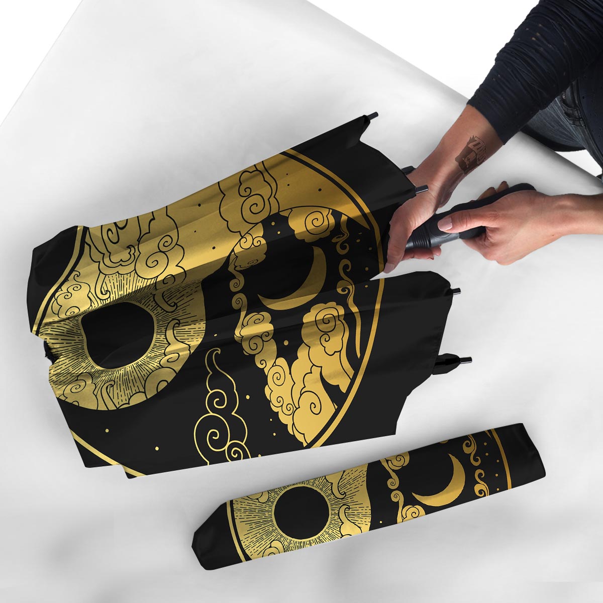 Yin Yang Moon And Sun Print Umbrella-grizzshop