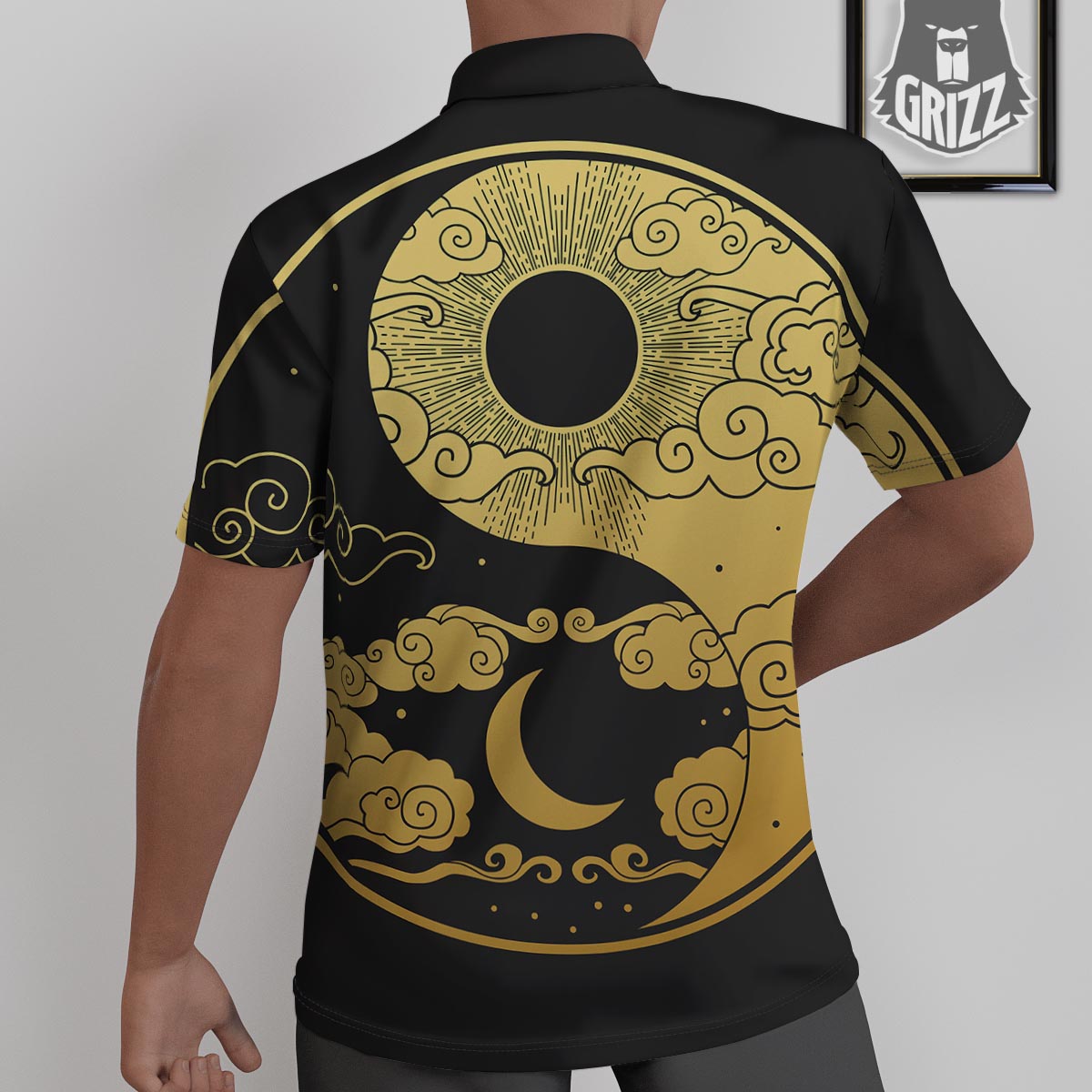 Yin Yang Moon And Sun Print Untucked Shirts-grizzshop