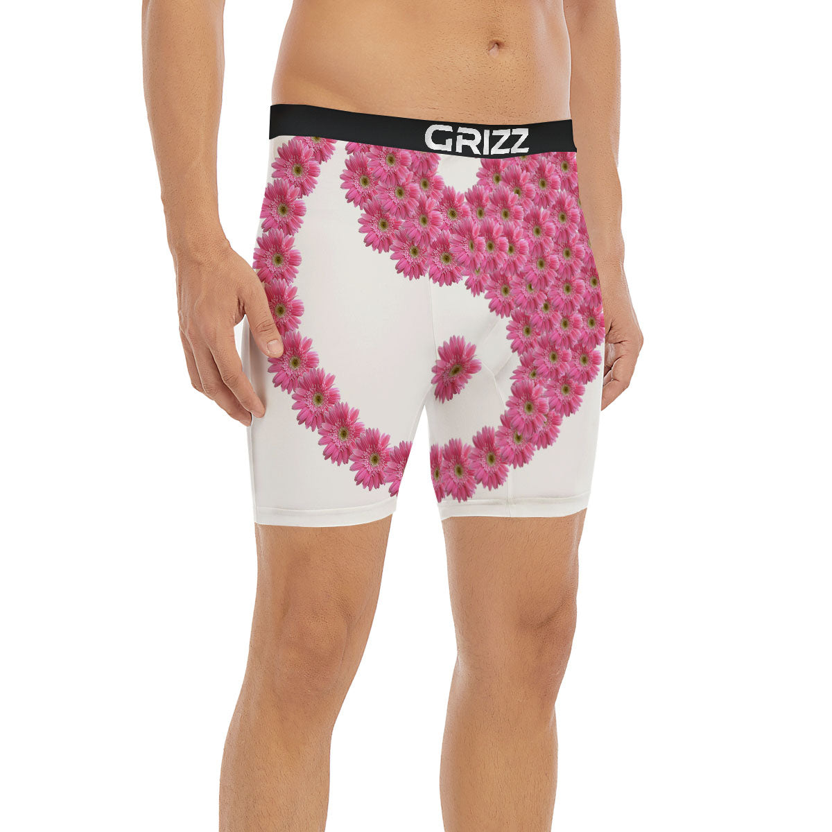 Yin Yang Pink Flowers Print Boxer Briefs-grizzshop