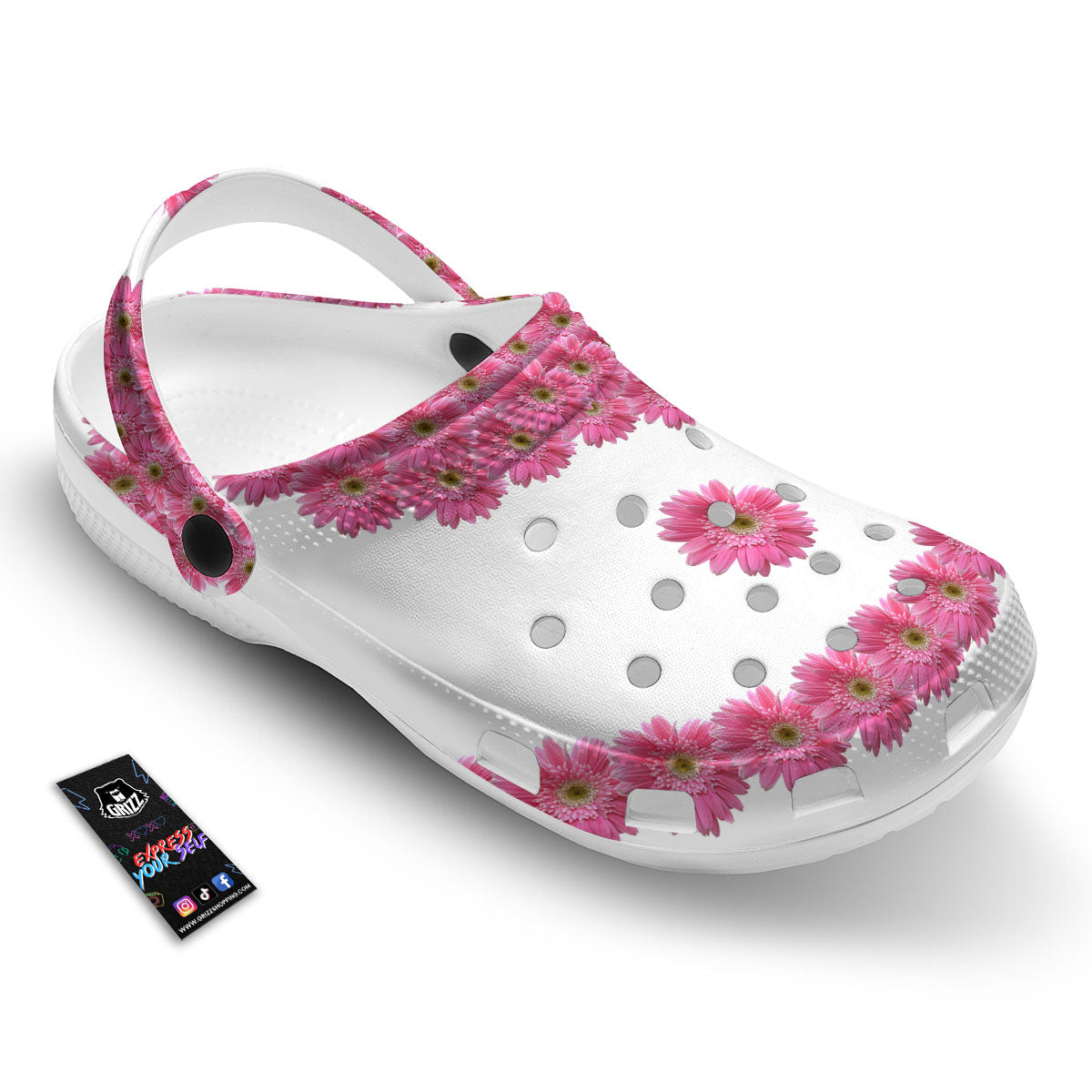 Yin Yang Pink Flowers Print Clog-grizzshop