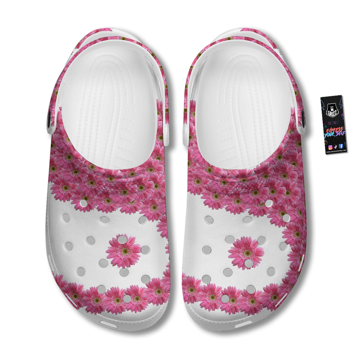 Yin Yang Pink Flowers Print Clog-grizzshop