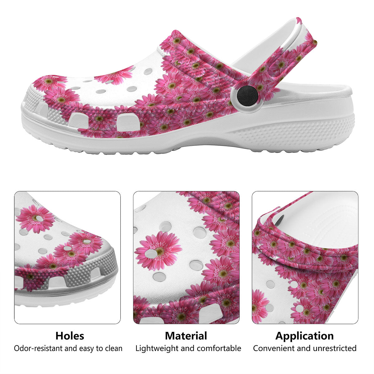 Yin Yang Pink Flowers Print Clog-grizzshop