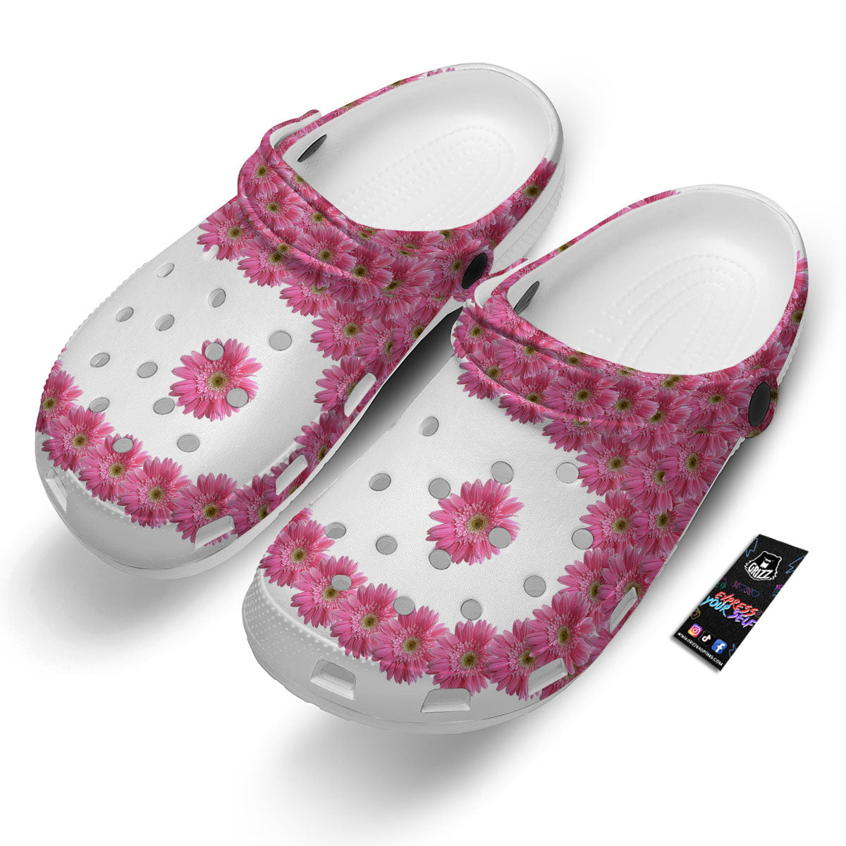 Yin Yang Pink Flowers Print Clog-grizzshop