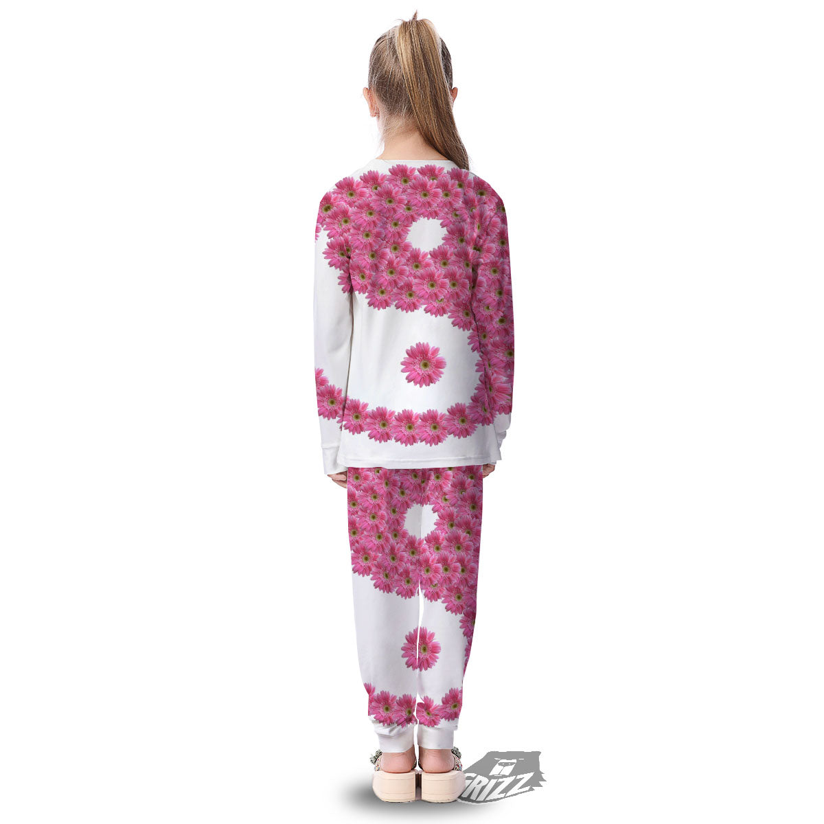 Yin Yang Pink Flowers Print Kid's Pajamas-grizzshop