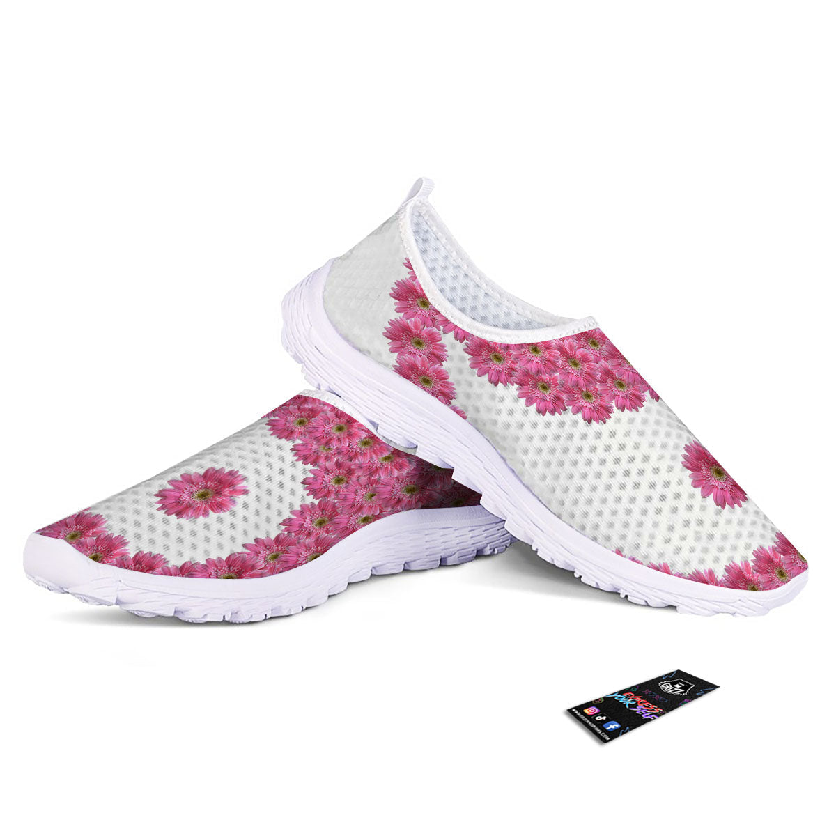 Yin Yang Pink Flowers Print Nurse Shoes-grizzshop