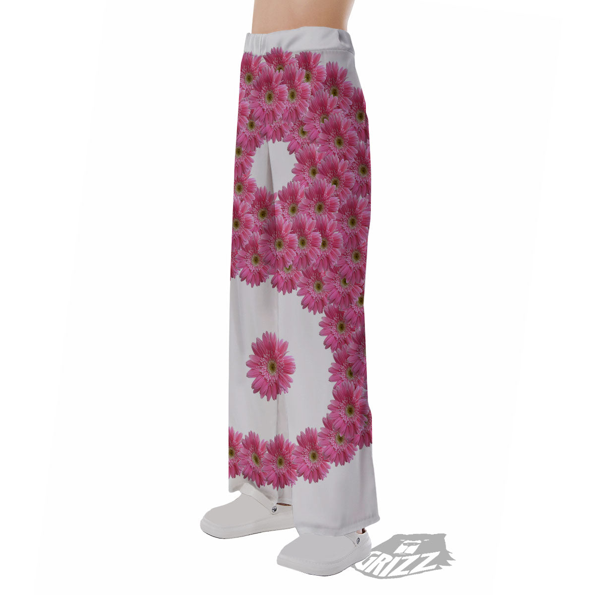 Yin Yang Pink Flowers Print Pajama Pants-grizzshop