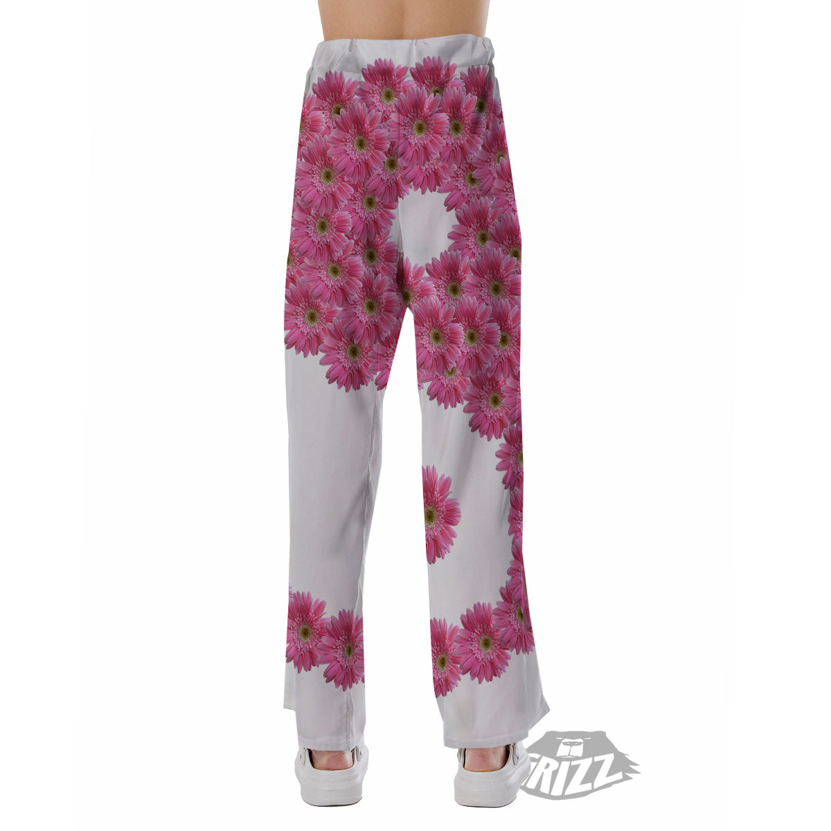Yin Yang Pink Flowers Print Pajama Pants-grizzshop