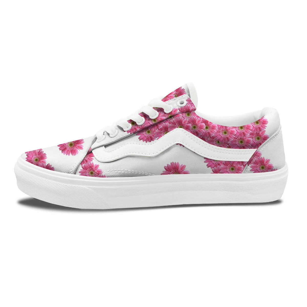 Yin Yang Pink Flowers Print Skate Shoes-grizzshop