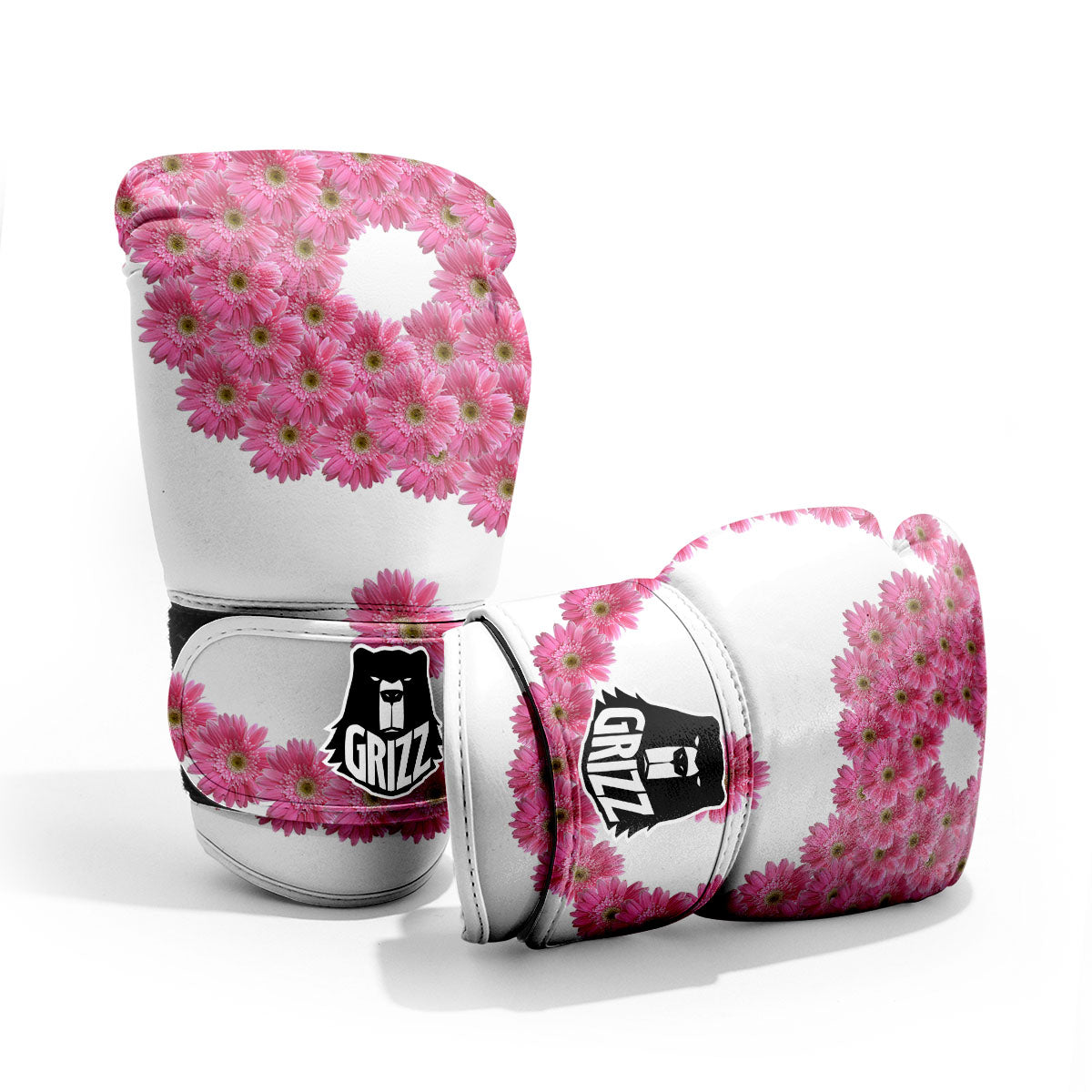 Yin Yang Pink Flowers Print Sparring Gloves-grizzshop