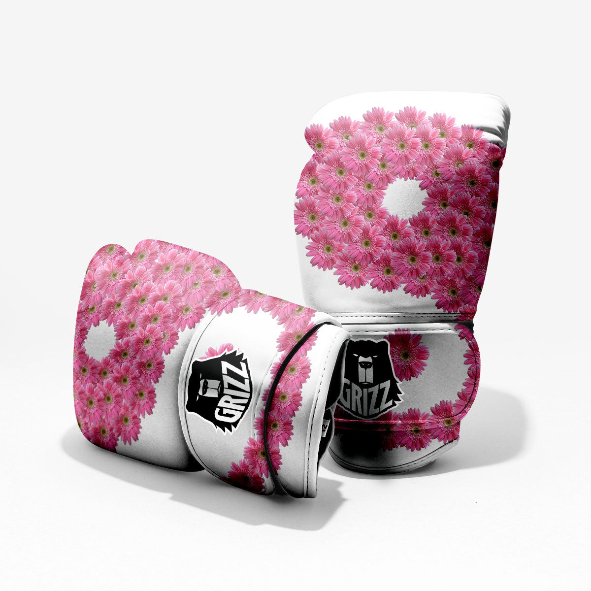 Yin Yang Pink Flowers Print Sparring Gloves-grizzshop