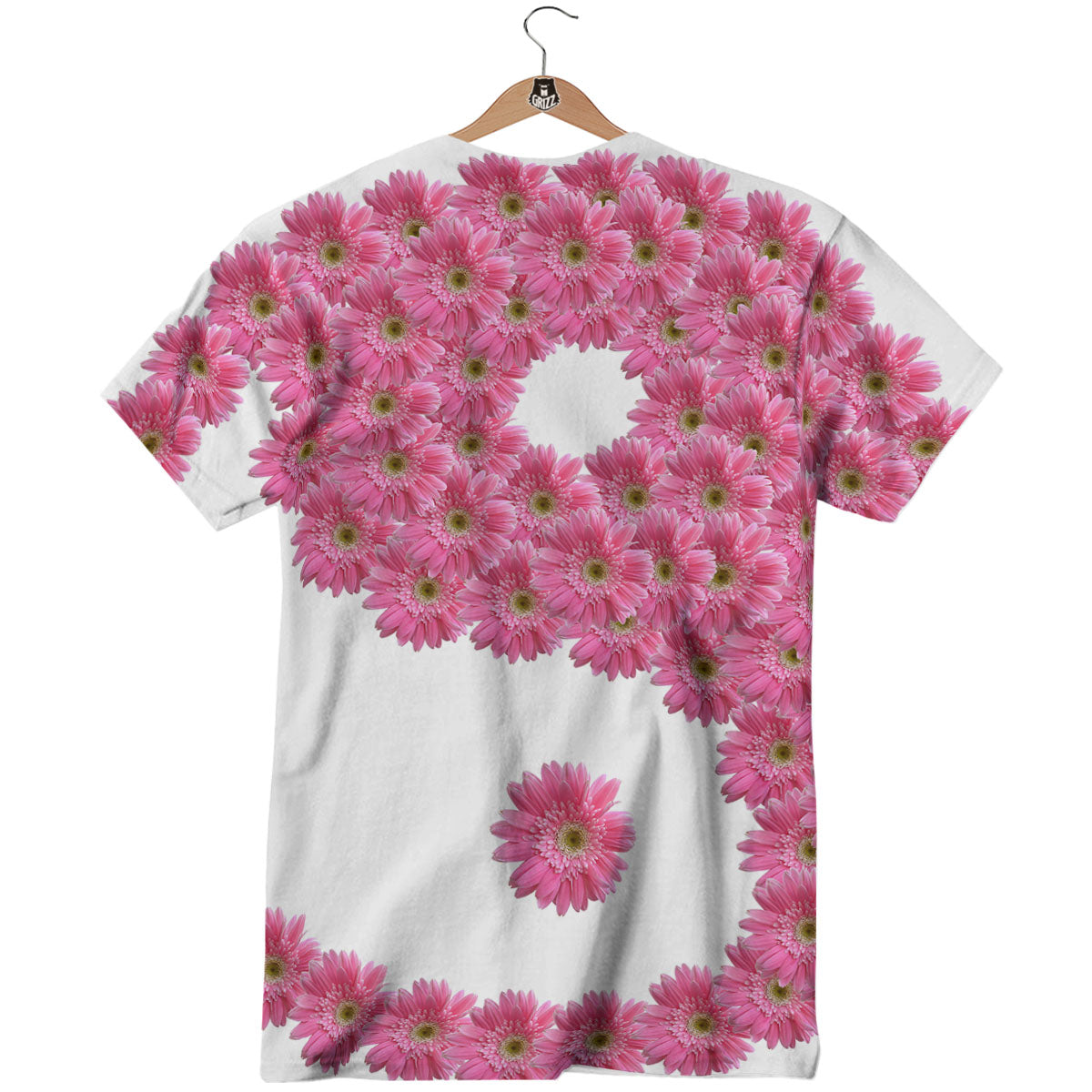 Yin Yang Pink Flowers Print T-Shirt-grizzshop