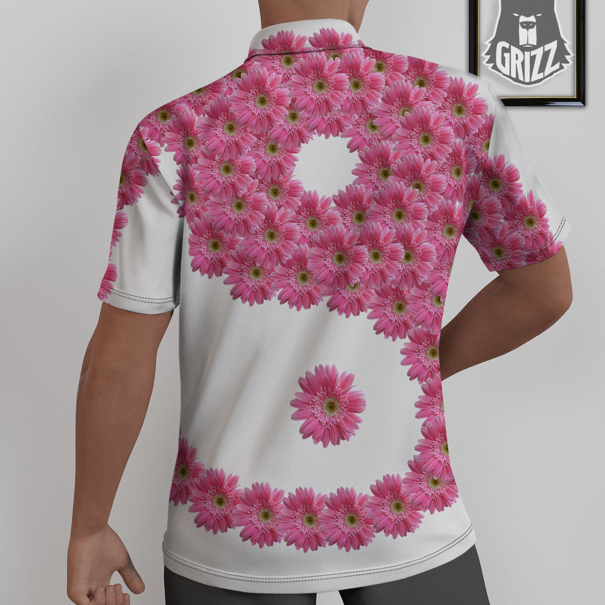 Yin Yang Pink Flowers Print Untucked Shirts-grizzshop