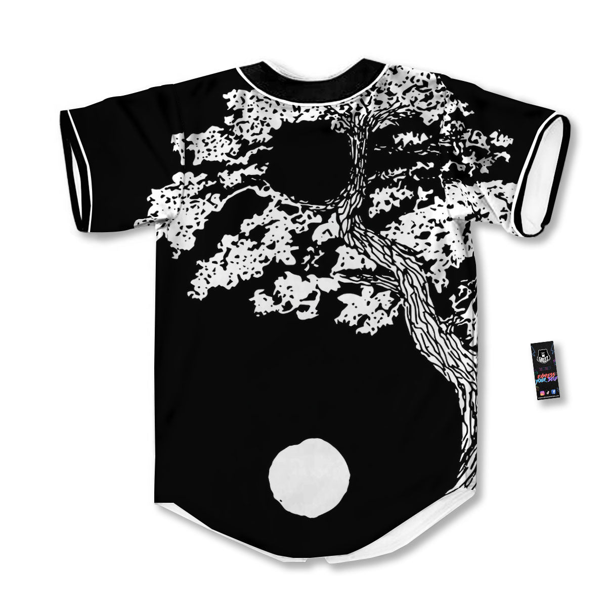 Yin Yang Roots Print Baseball Jersey-grizzshop