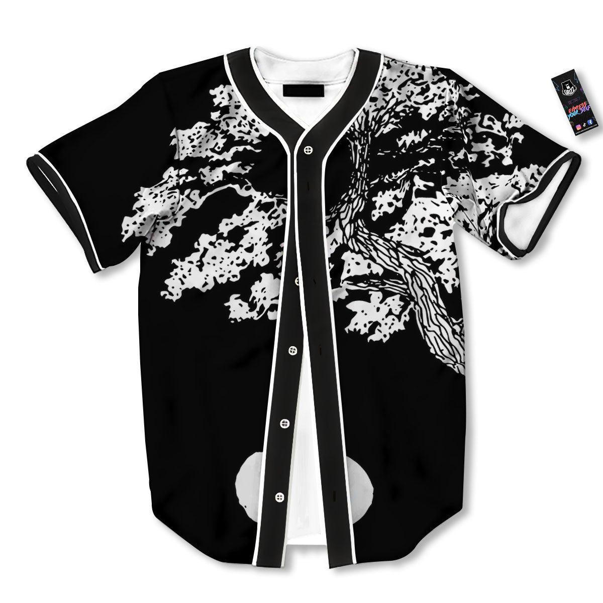 Yin Yang Roots Print Baseball Jersey-grizzshop