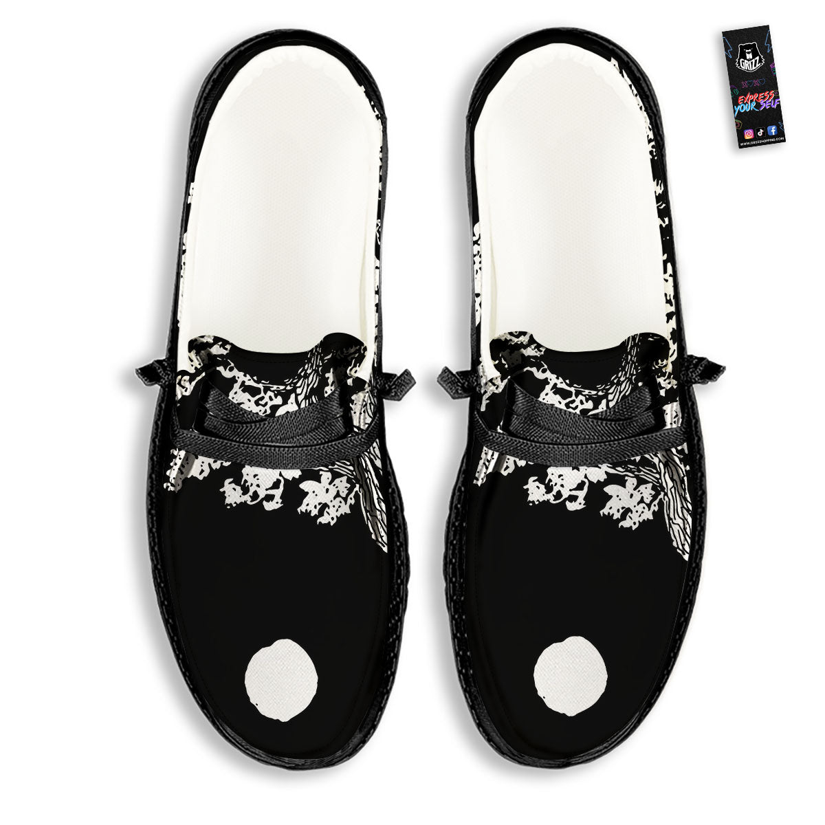 Yin Yang Roots Print Black Loafers-grizzshop