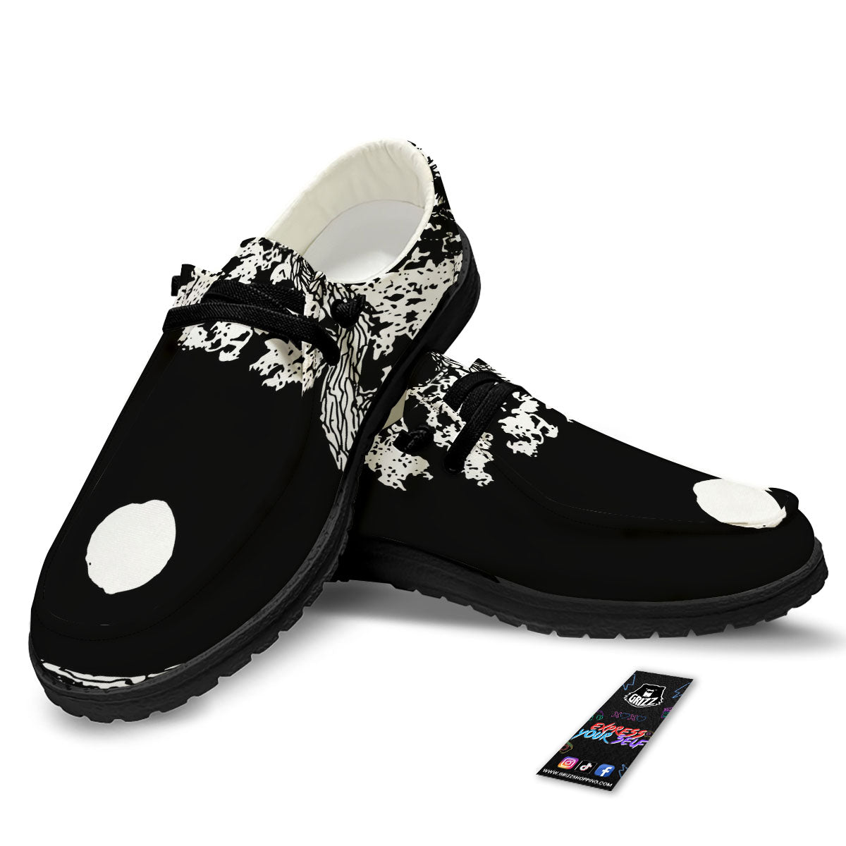 Yin Yang Roots Print Black Loafers-grizzshop