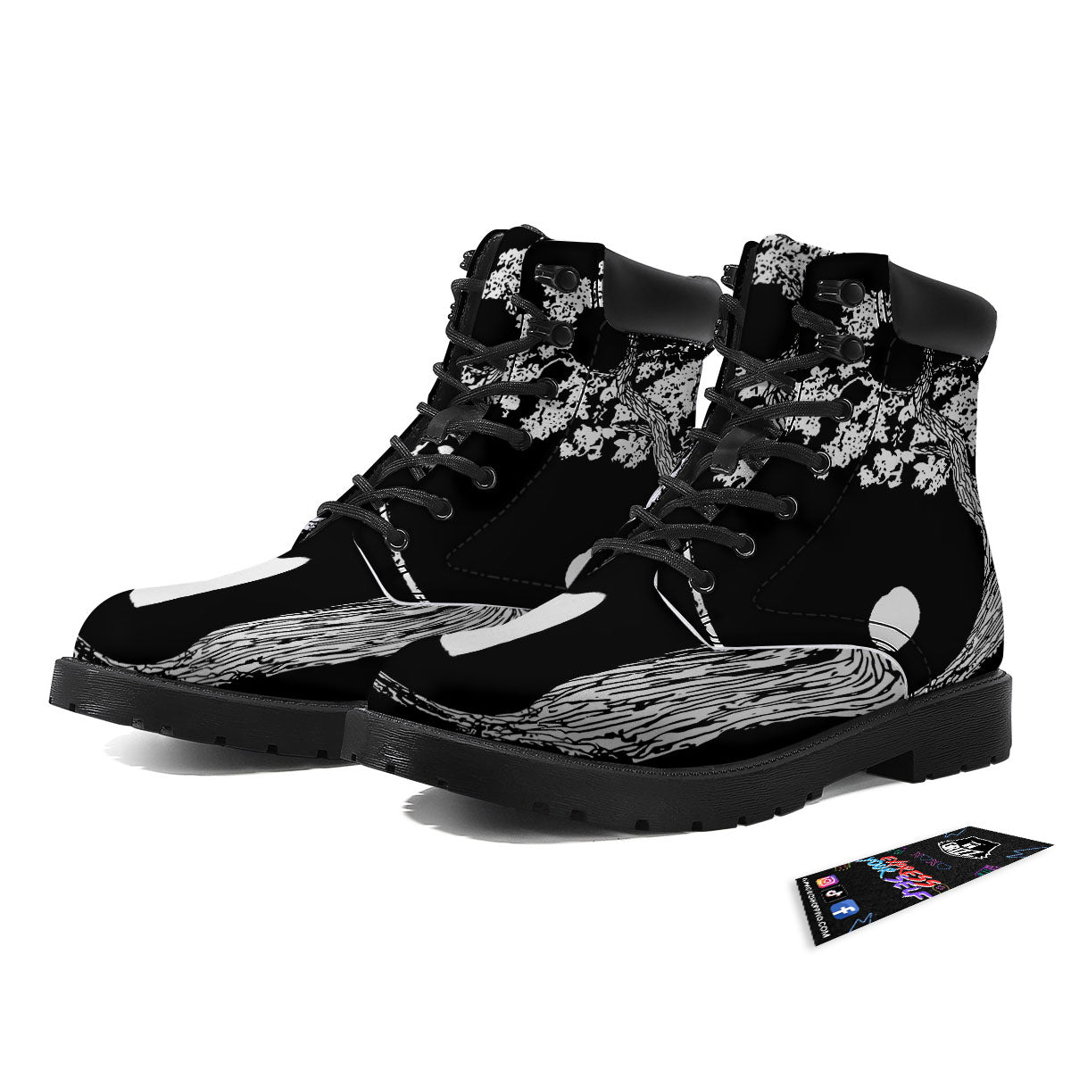 Yin Yang Roots Print Boots-grizzshop