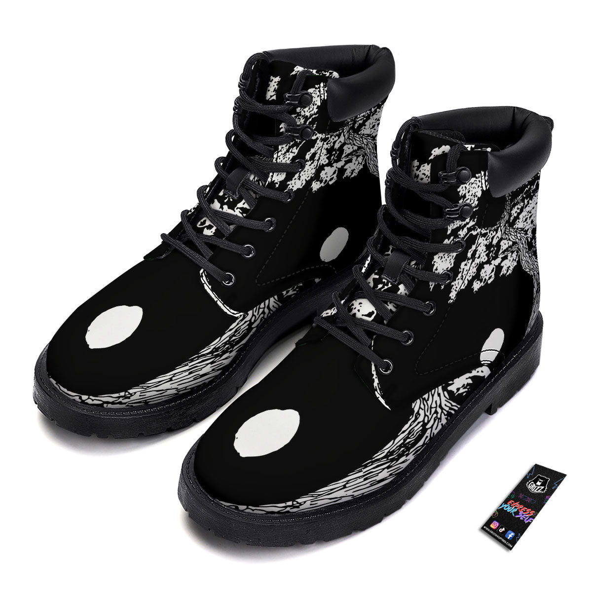 Yin Yang Roots Print Boots-grizzshop