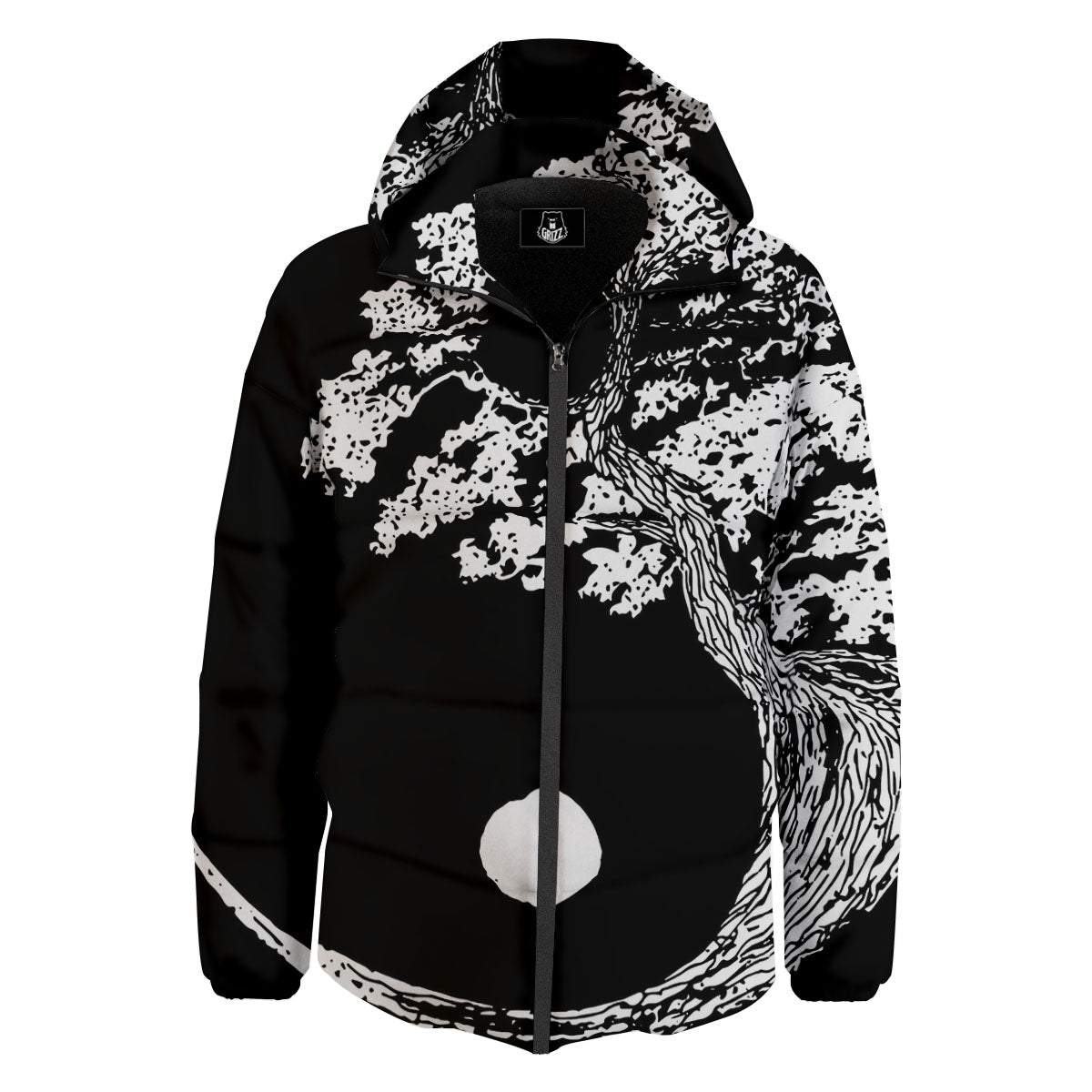 Yin Yang Roots Print Down Jacket-grizzshop