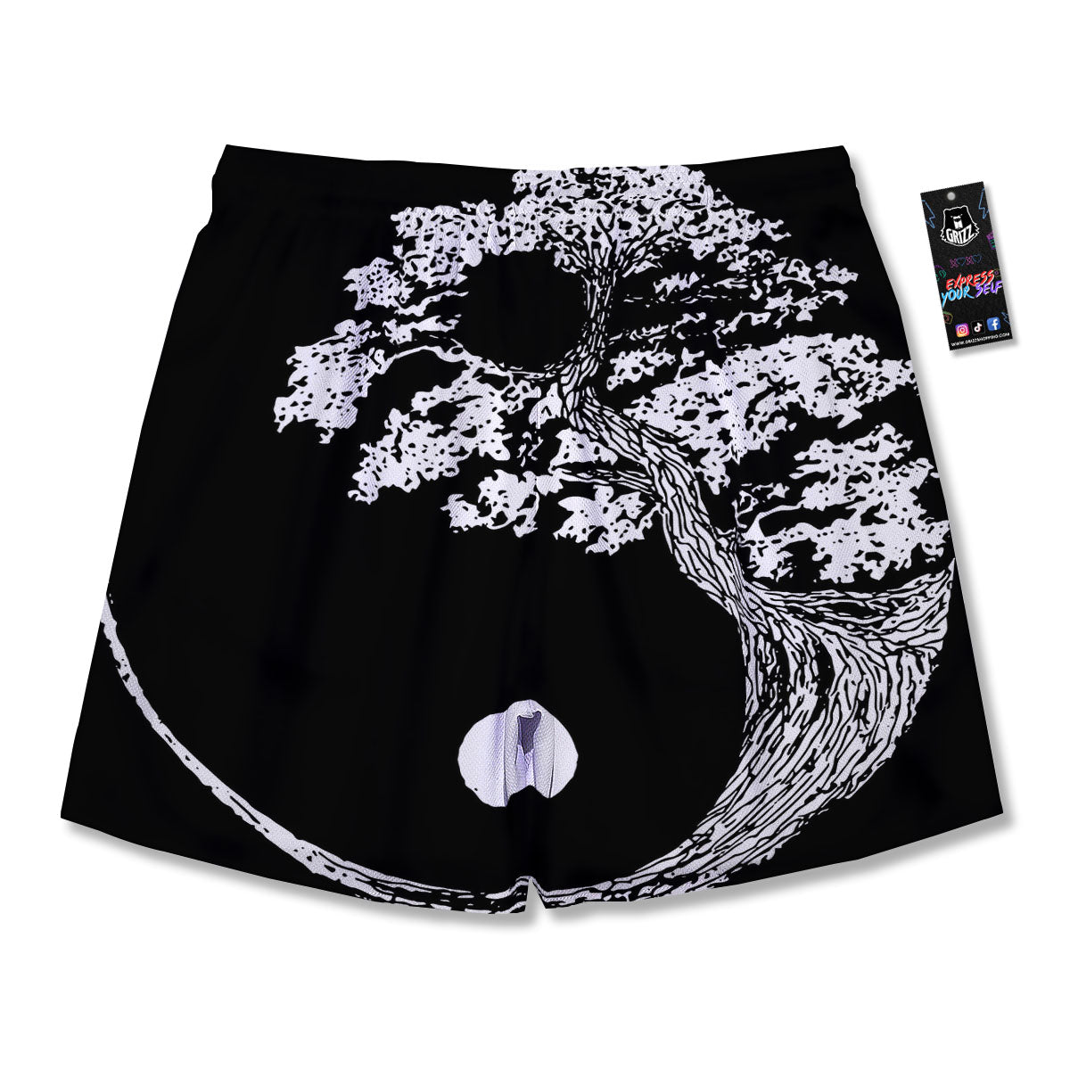 Yin Yang Roots Print Men's Running Shorts-grizzshop