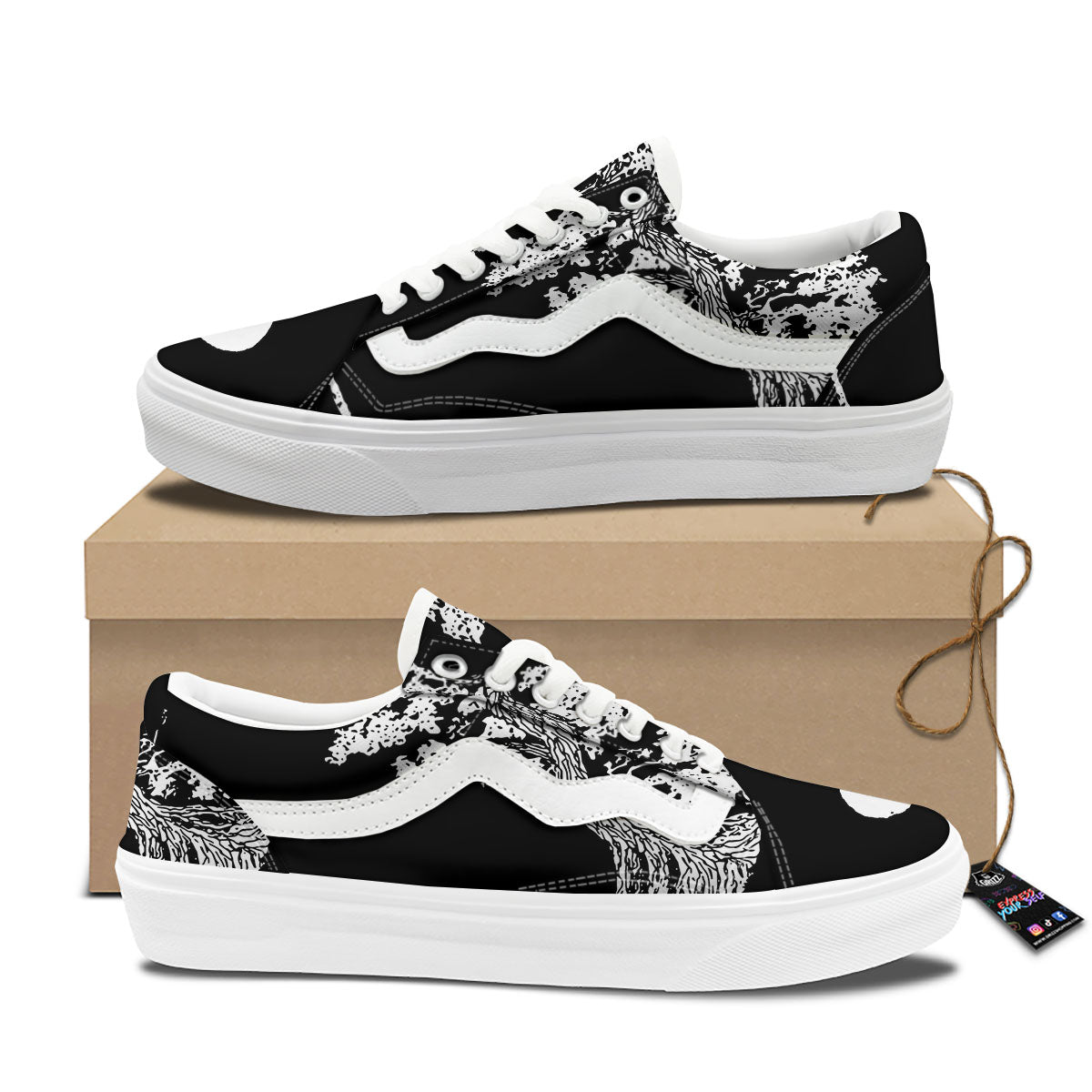 Yin Yang Roots Print Skate Shoes-grizzshop