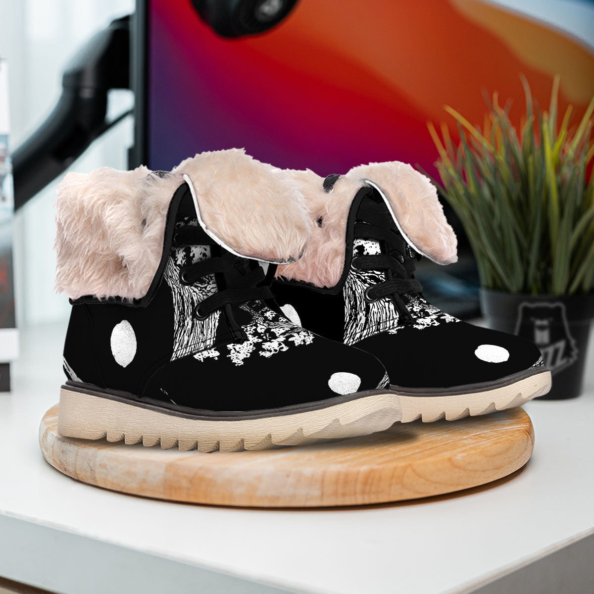 Yin Yang Roots Print Snow Boots-grizzshop