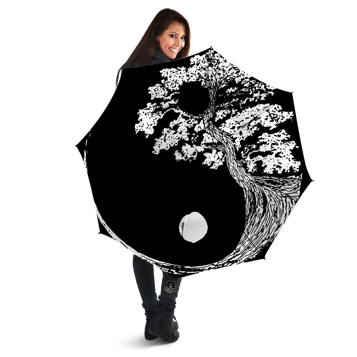 Yin Yang Roots Print Umbrella-grizzshop