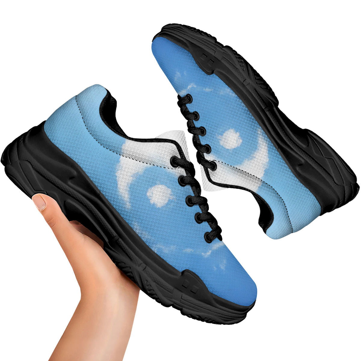 Yin Yang Space And Sky Print Black Chunky Shoes-grizzshop
