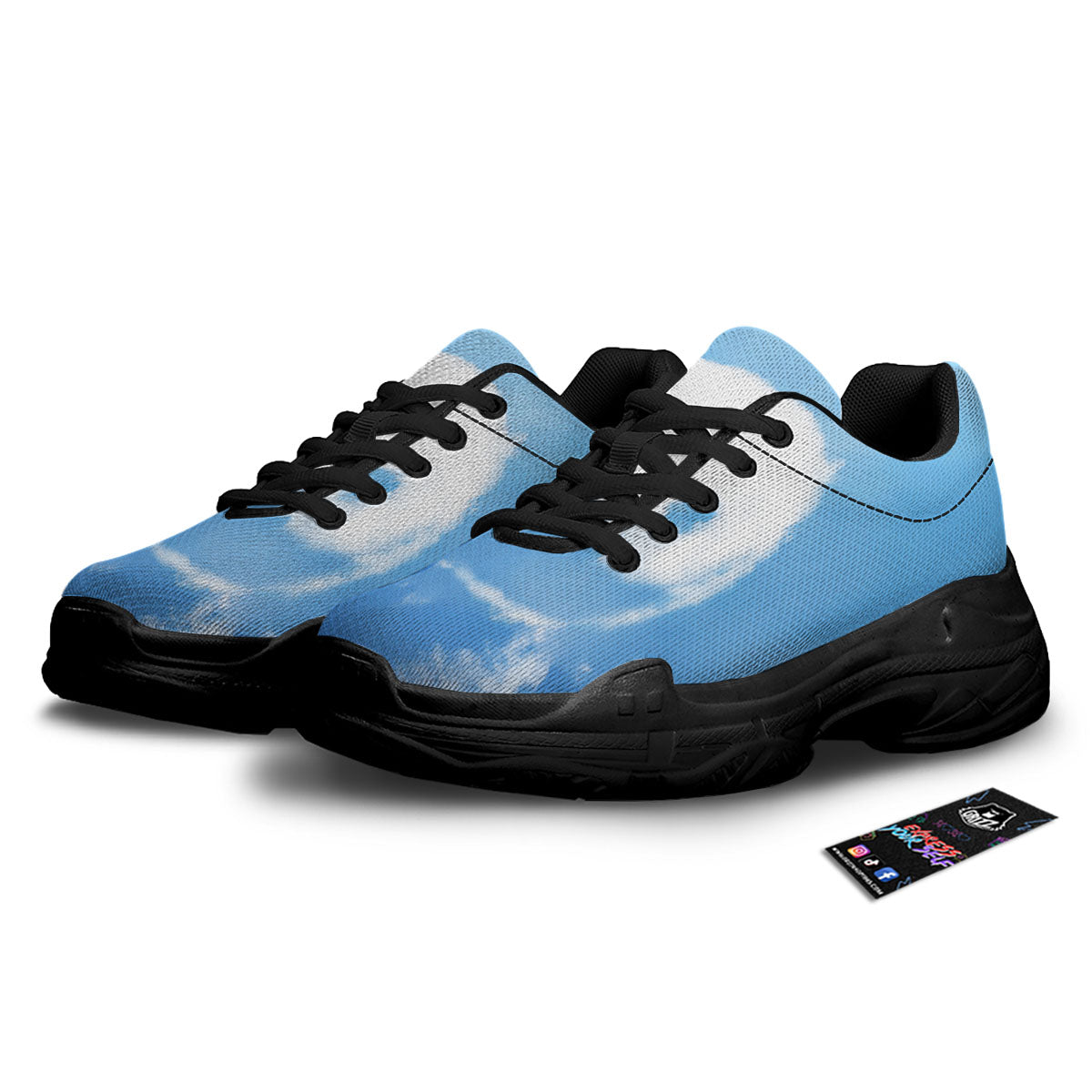 Yin Yang Space And Sky Print Black Chunky Shoes-grizzshop