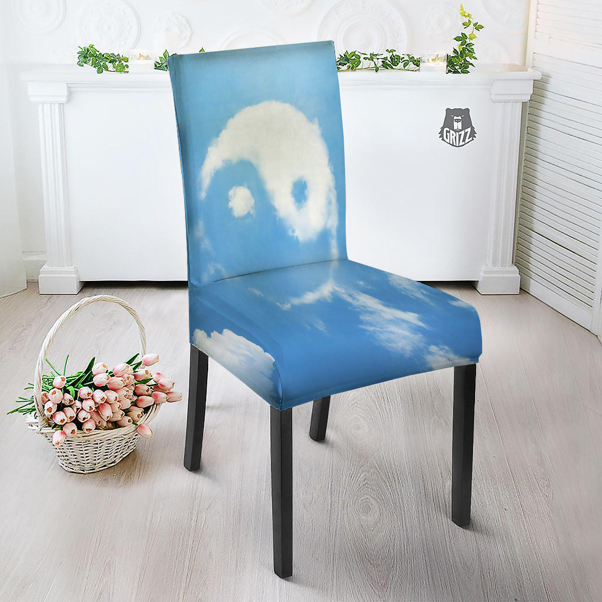 Yin Yang Space And Sky Print Dining Chair Slipcover-grizzshop