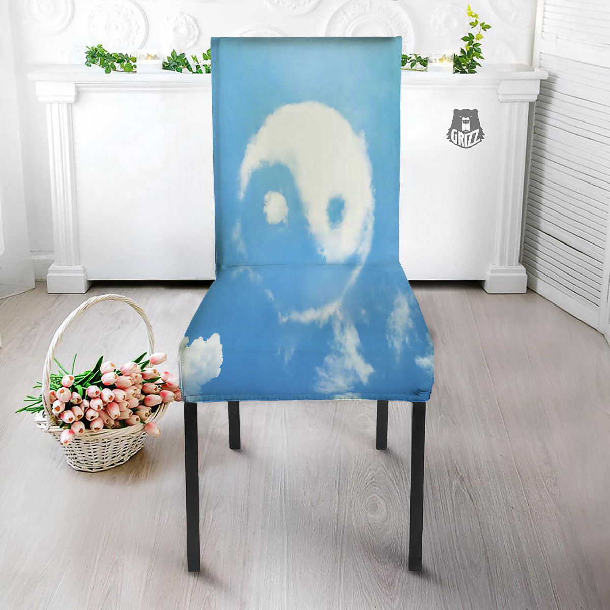 Yin Yang Space And Sky Print Dining Chair Slipcover-grizzshop