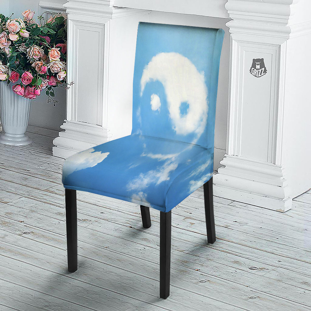Yin Yang Space And Sky Print Dining Chair Slipcover-grizzshop