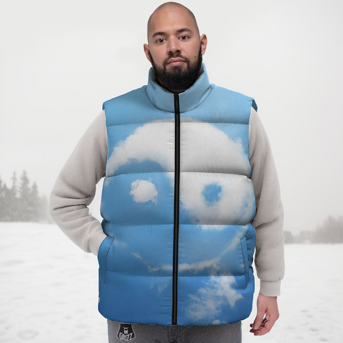 Yin Yang Space And Sky Print Down Vest
