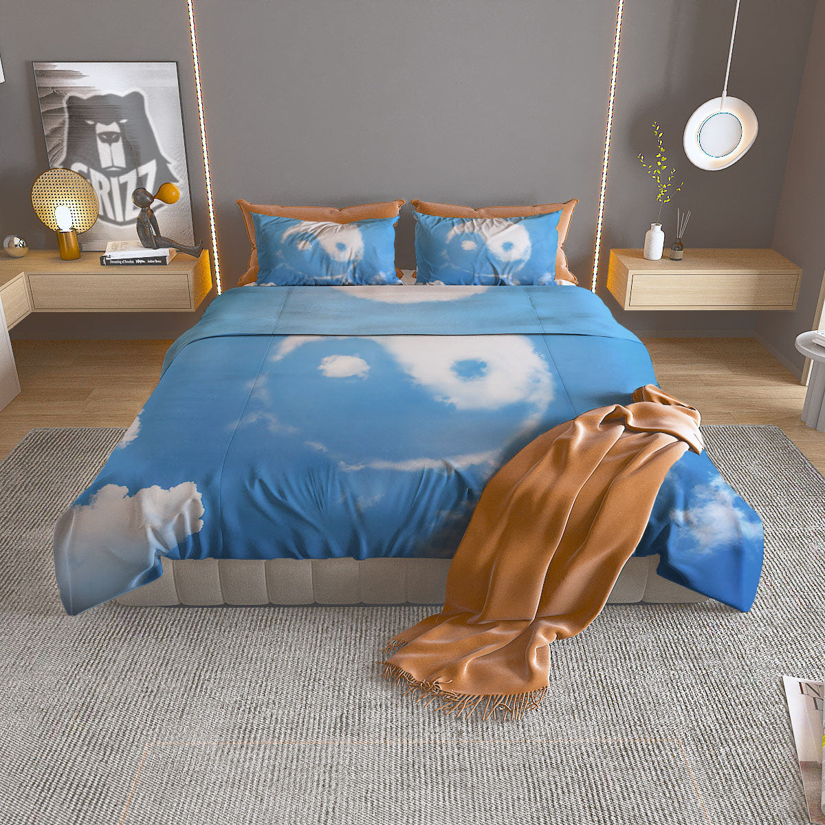 Yin Yang Space And Sky Print Duvet Cover Bedding Set