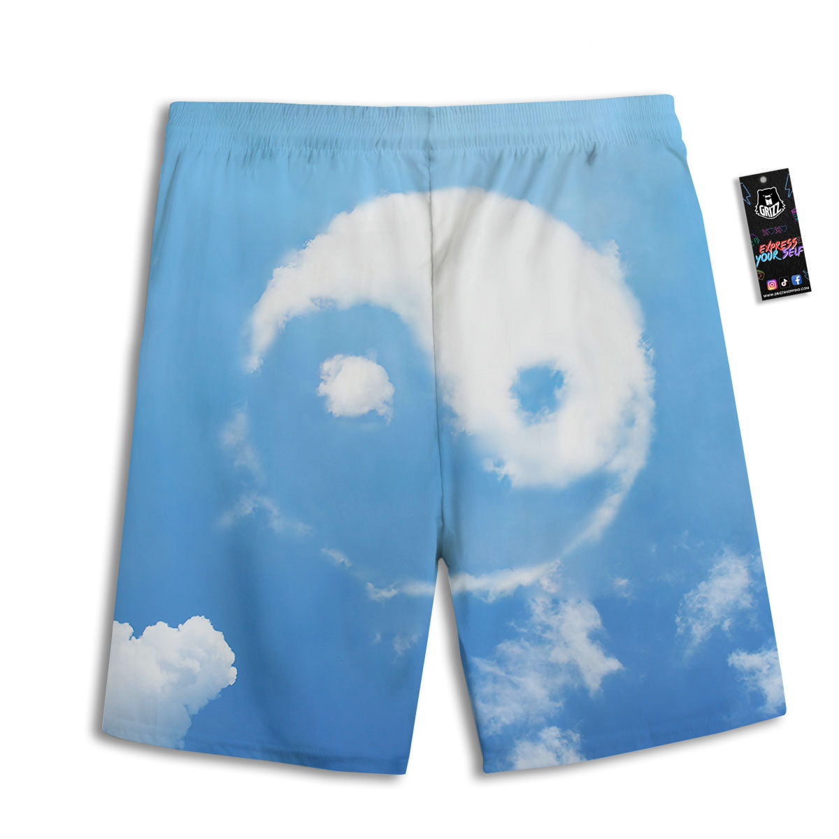 Yin Yang Space And Sky Print Men's Athletic Shorts