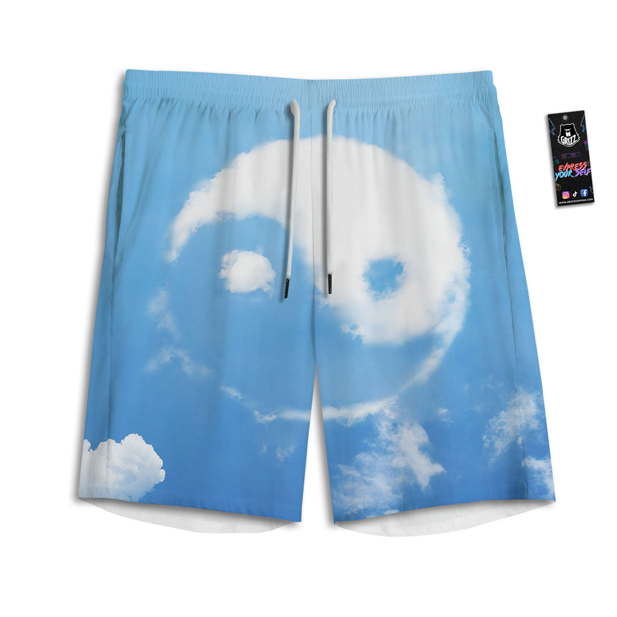 Yin Yang Space And Sky Print Men's Athletic Shorts