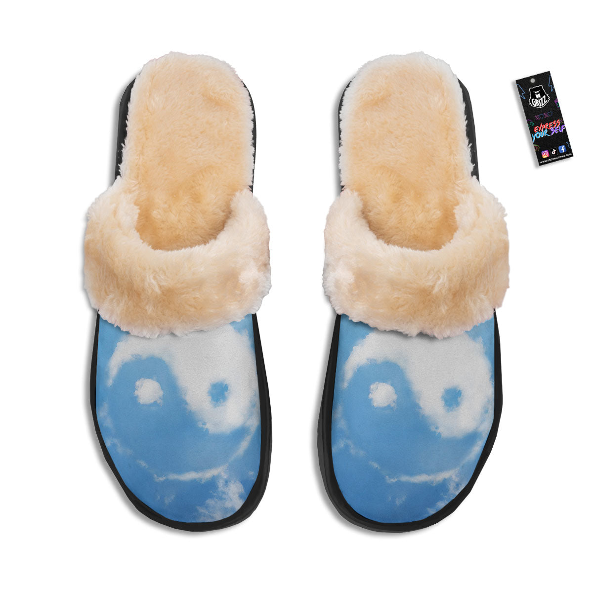 Yin Yang Space And Sky Print Slippers-grizzshop