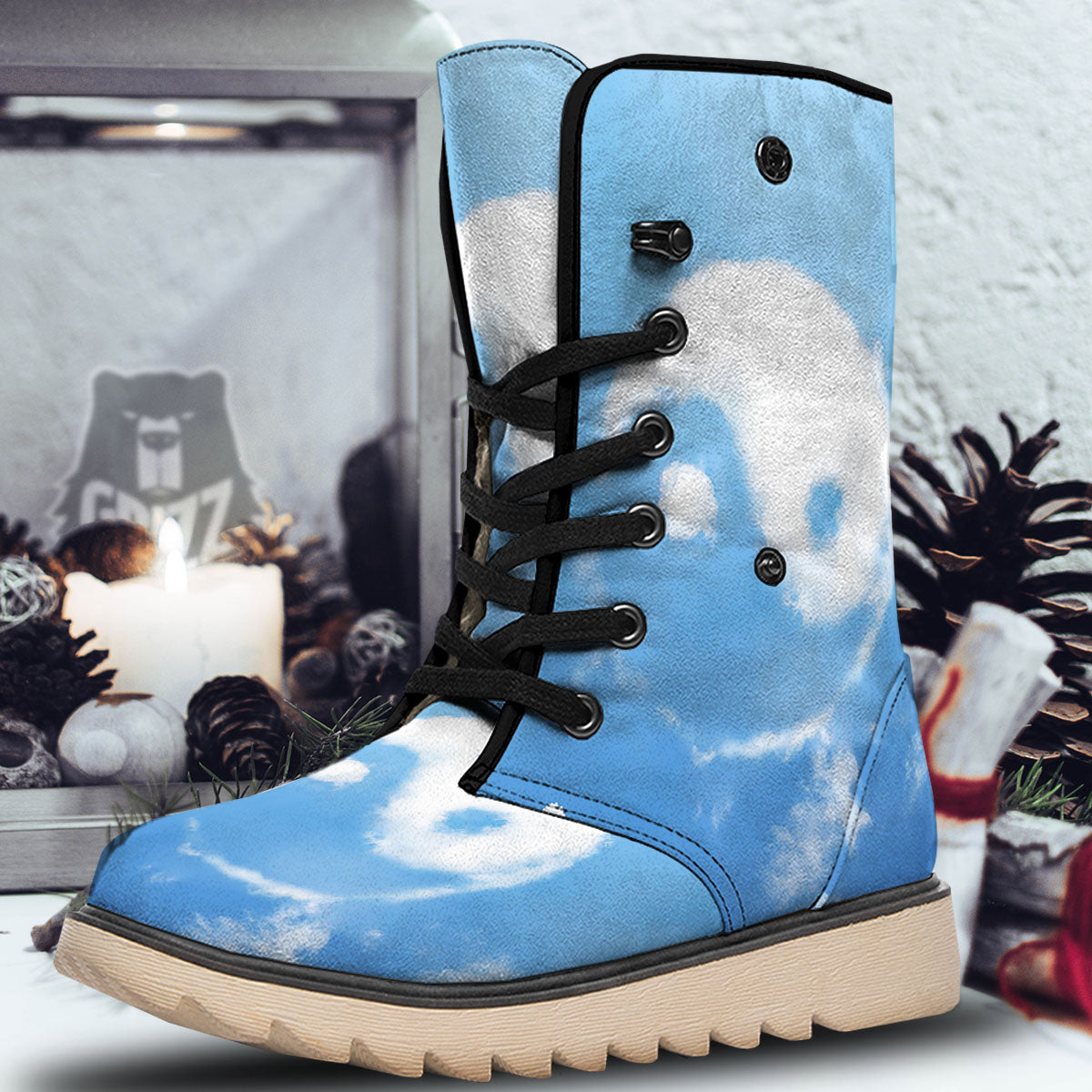 Yin Yang Space And Sky Print Snow Boots-grizzshop
