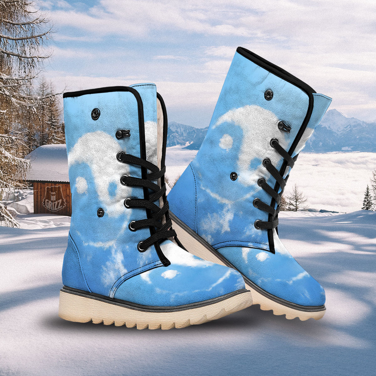 Yin Yang Space And Sky Print Snow Boots-grizzshop