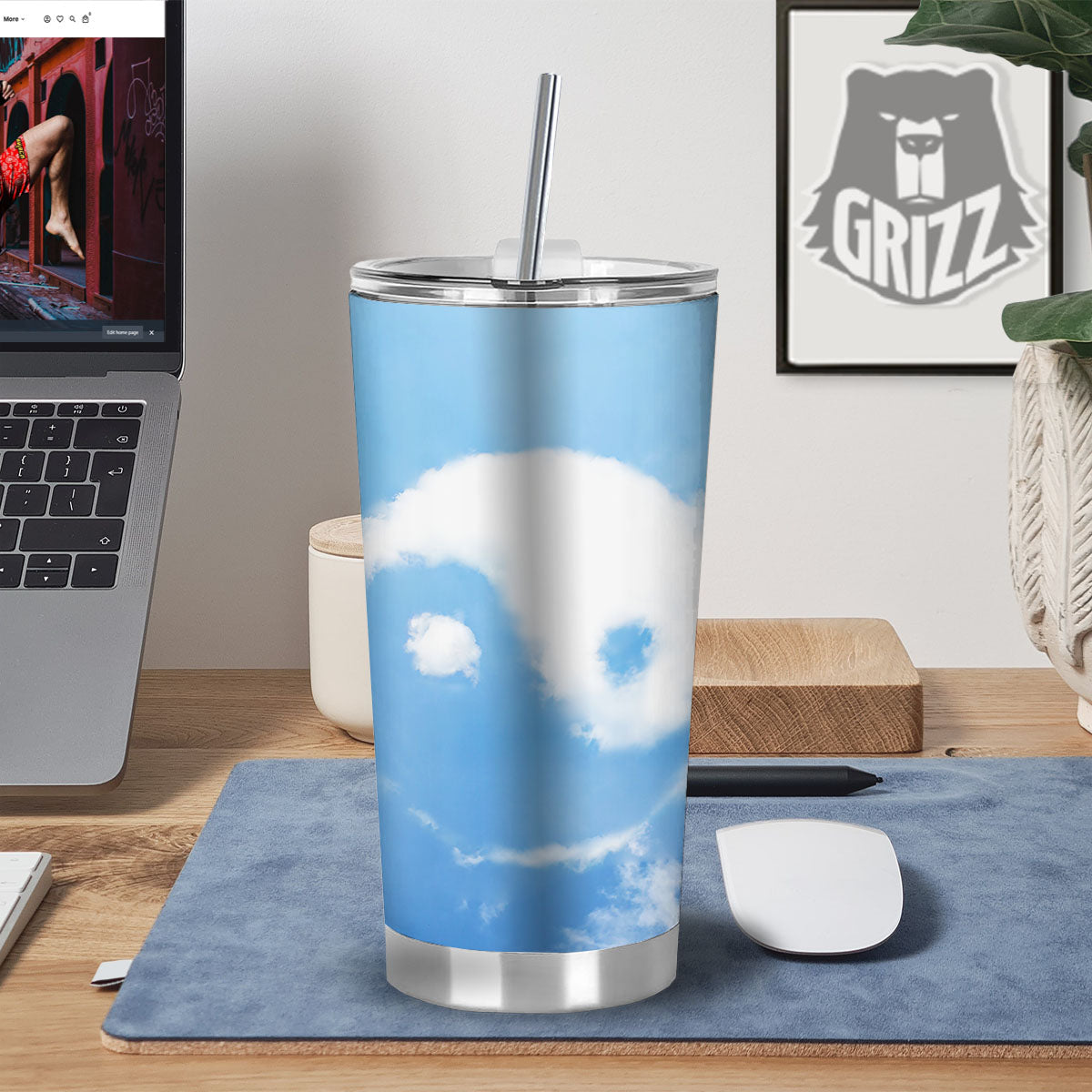 Yin Yang Space And Sky Print Tumbler-grizzshop